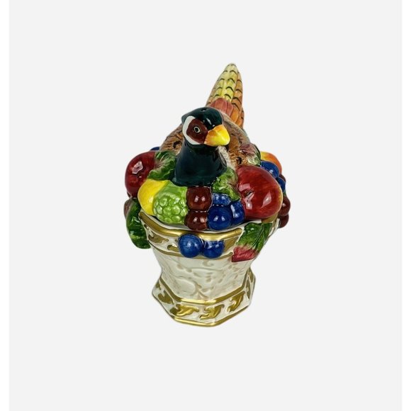 Vintage Fitz and Floyd Venezia Salt Pepper Set Pheasant Original Box Autumn Fall - Picture 4 of 9